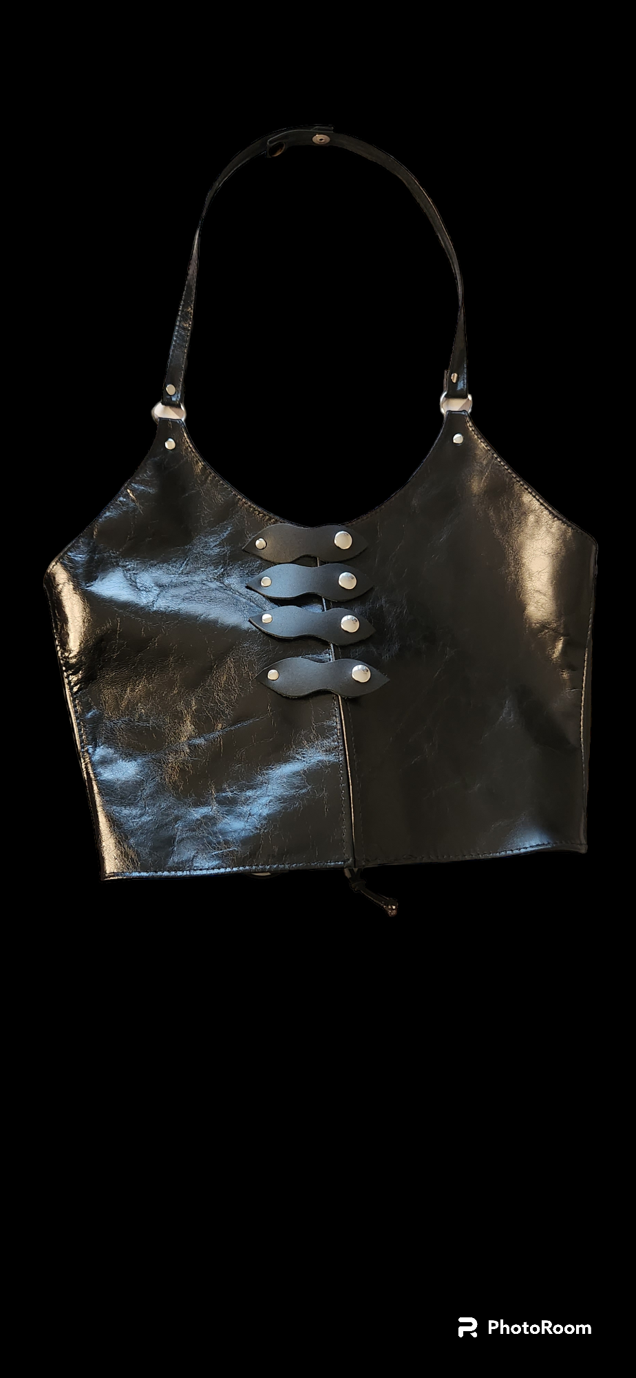 Black sheepskin 4 snap top
