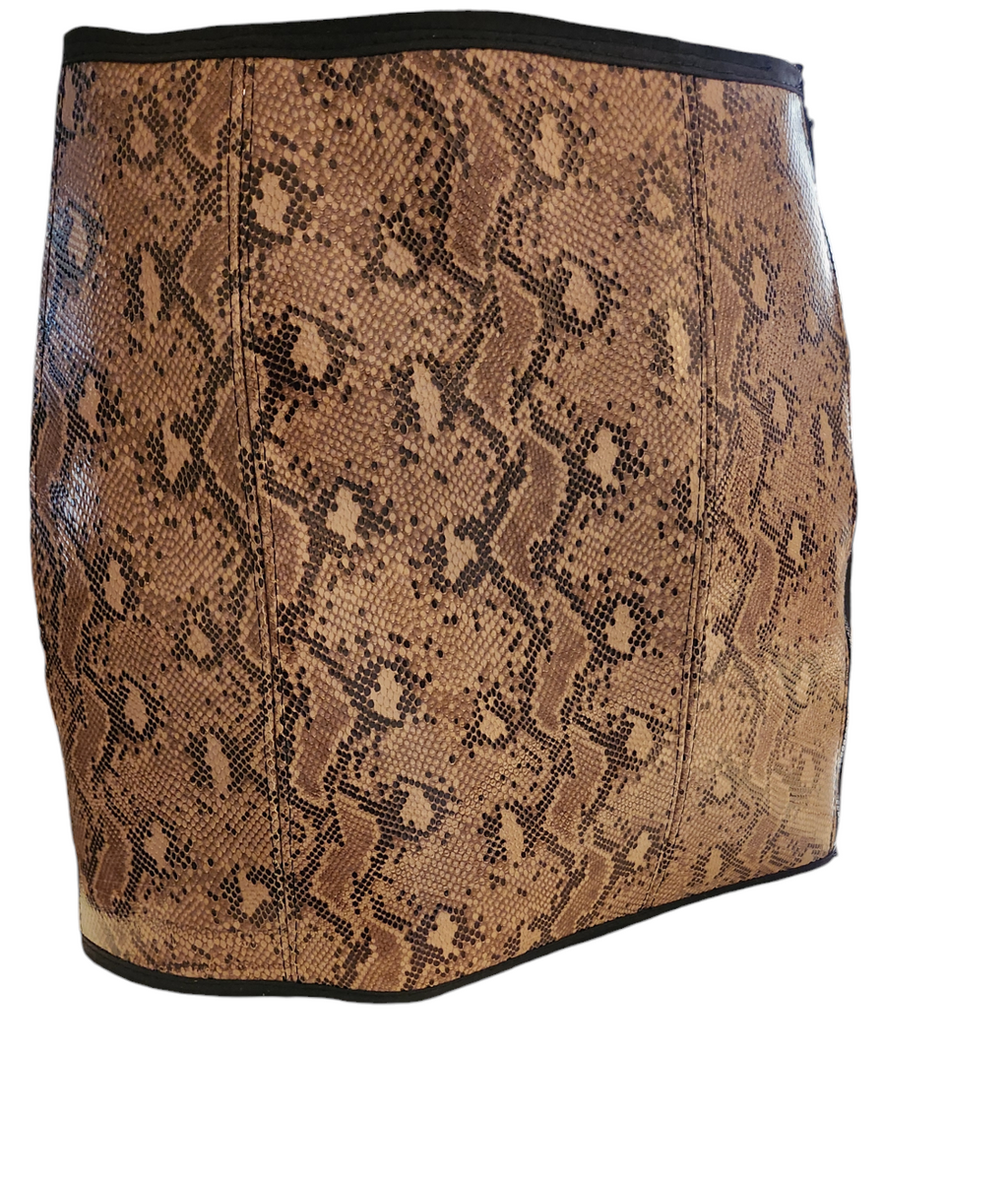 Snake print leather