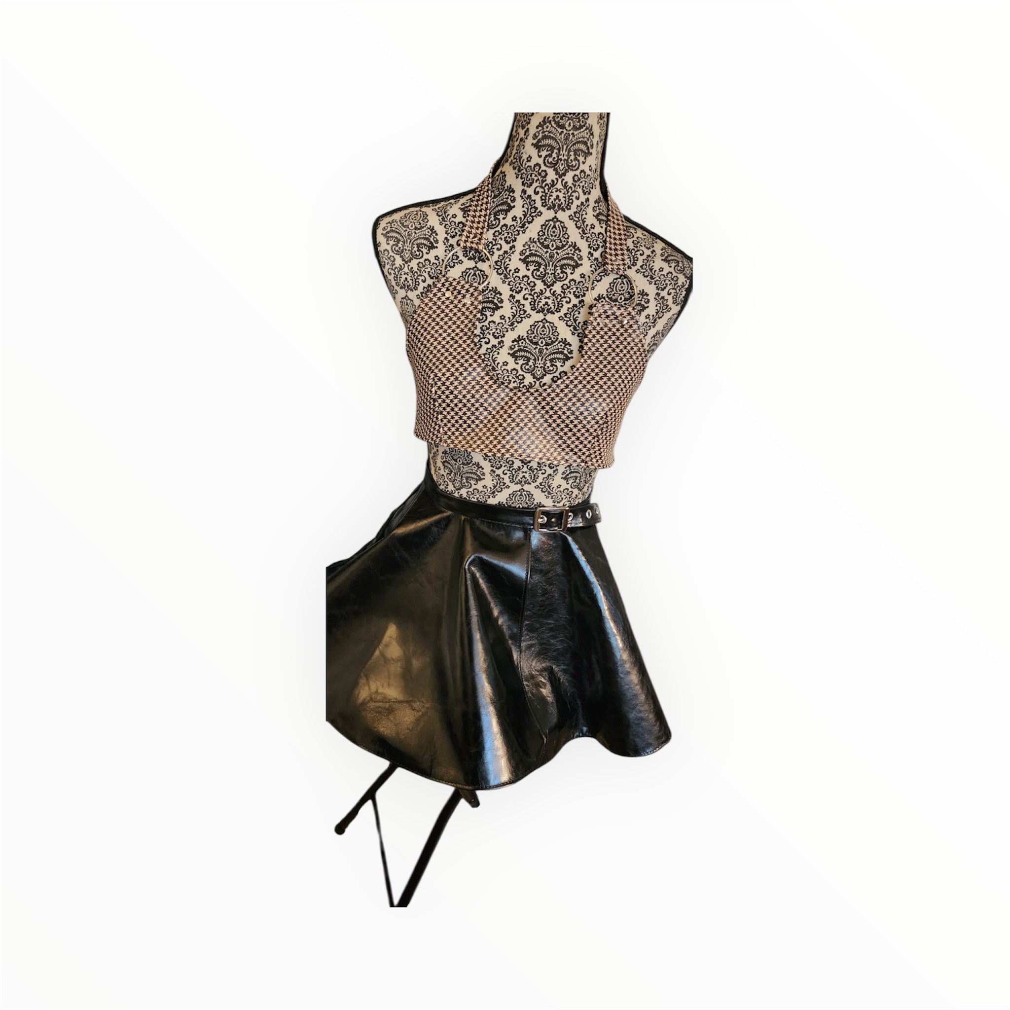 Houndstooth sheepskin bra top