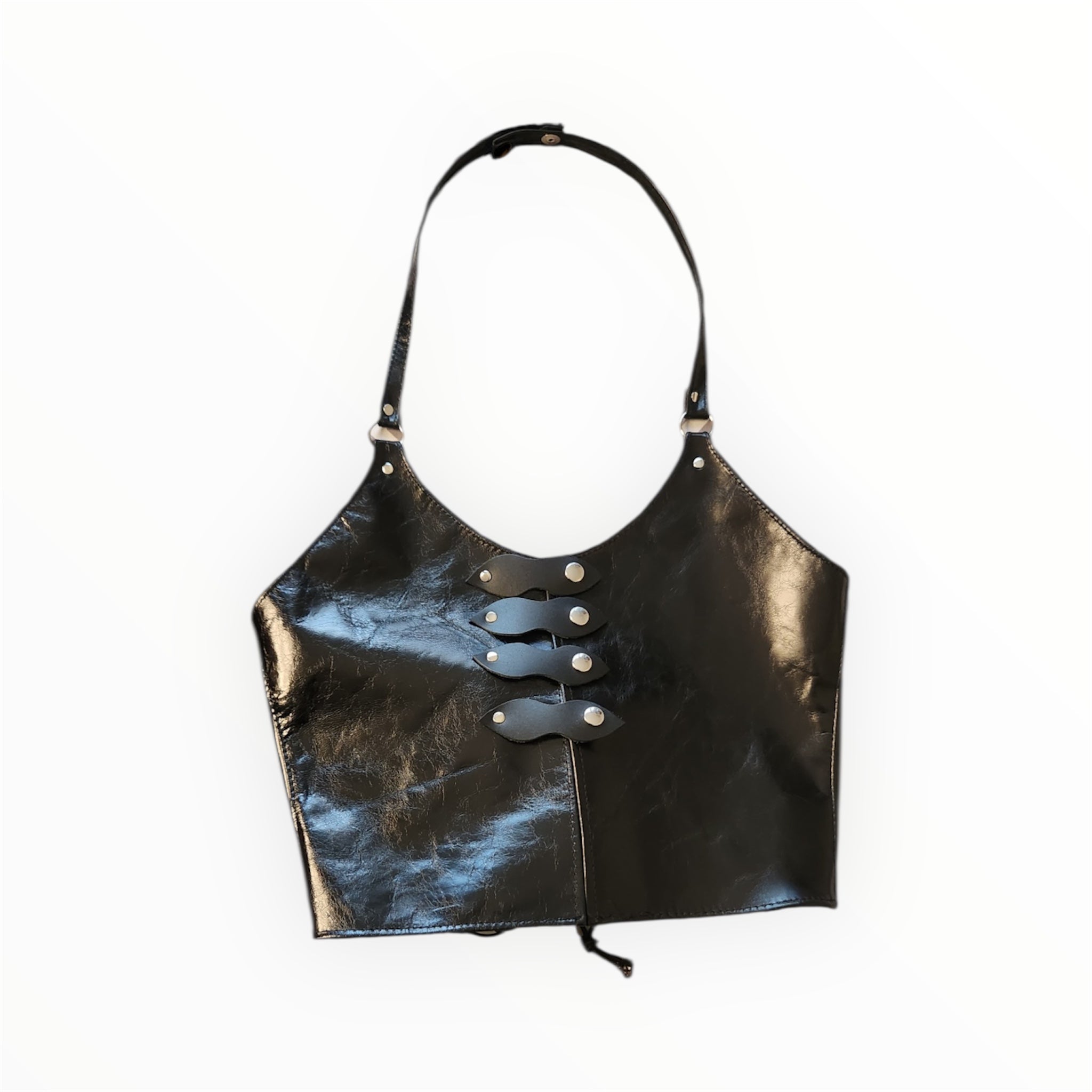 Black sheepskin 4 snap top