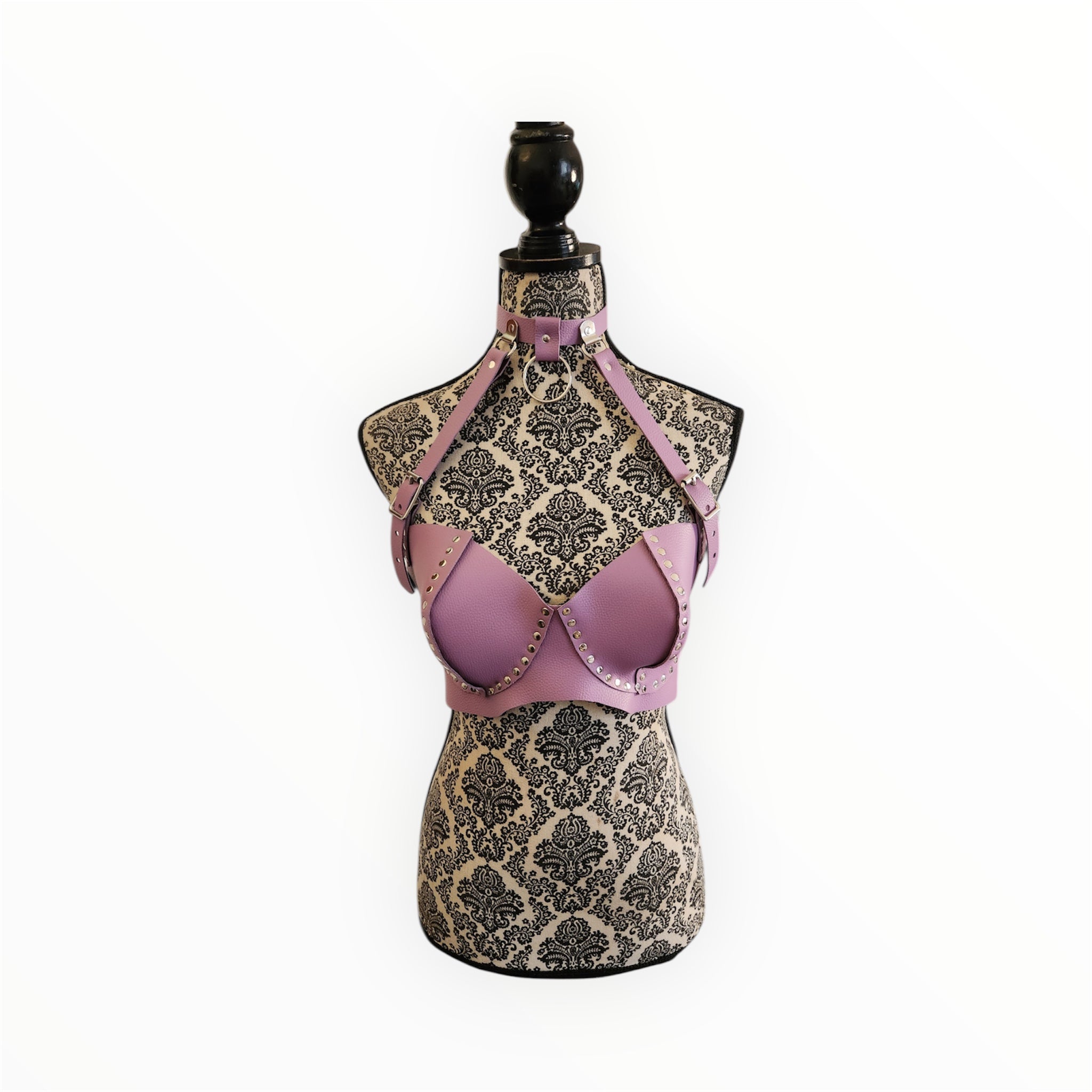 Lilac gummy Italian leather bra