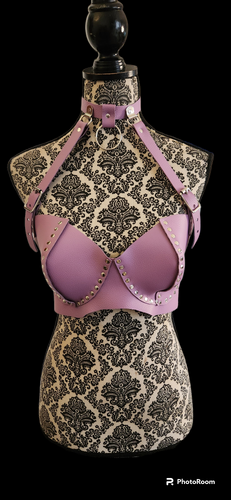 Lilac gummy Italian leather bra