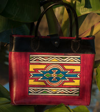 Ndebele inspired leather tote